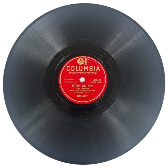 Gene Autry Buttons And Bows 10 Inch Shellac 78 RPM Columbia 20469 Vintage Record - Picture 1 of 4